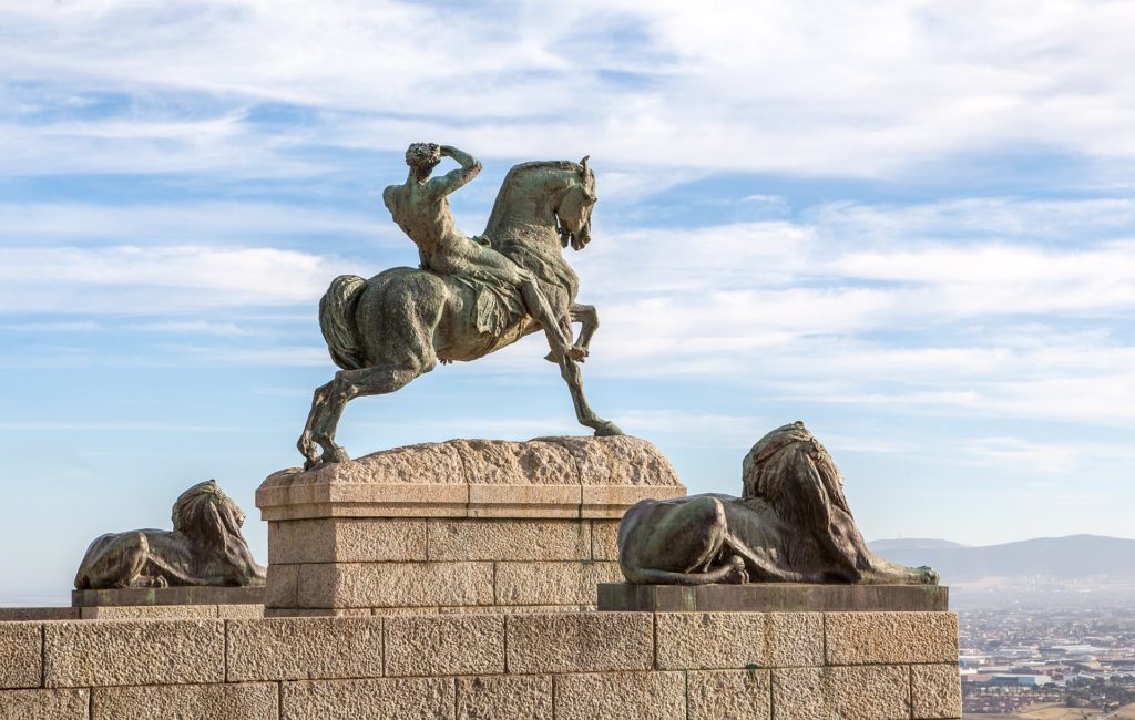 Statue of man sitting on a horse in South Africa